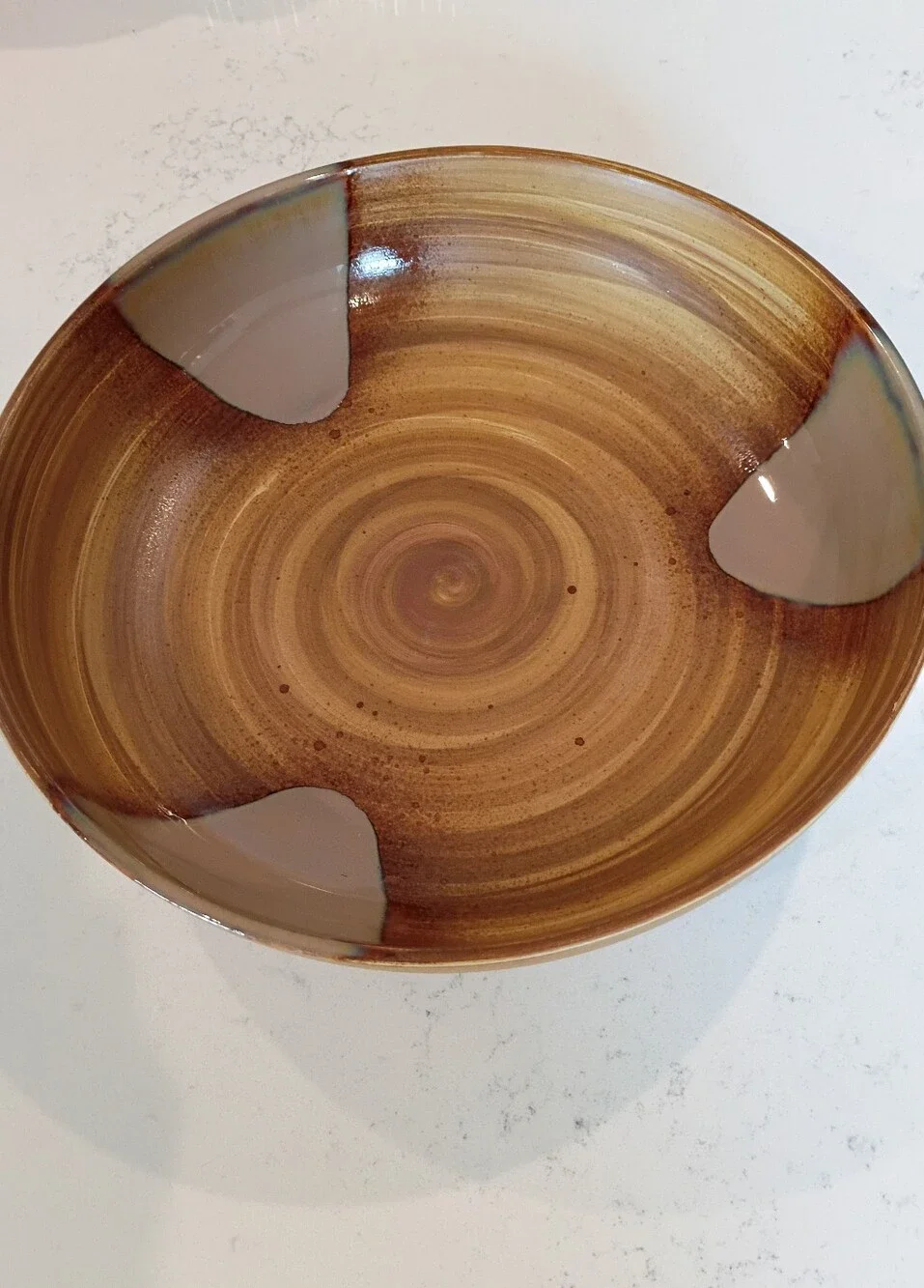 Sango Earth-Tone Stoneware Bowl with Black and Cream Bands